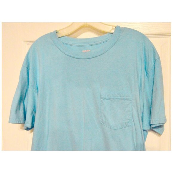 Hanes Beefy T Aqua Turquoise Blue Men's Adult Size L Short Sleeve Pocket T-Shirt - Picture 2 of 3